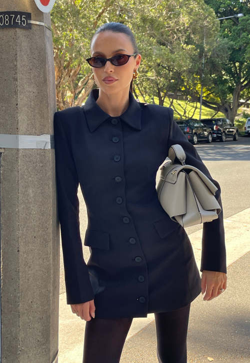 Ladies High quality Hot sale Customized Woman's Blazer style Button trims Mini Dress