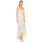 Hot Sale Elegant White Square Neckline Lace Pleated Design Asymmetric Hem Women Long Dress