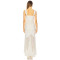 Hot Sale Elegant White Square Neckline Lace Pleated Design Asymmetric Hem Women Long Dress