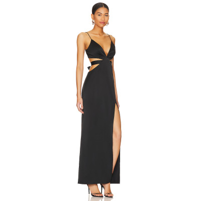 Woman's High quality Backless Camisole Sleeveless V neck Cut out Woman's Long Dress