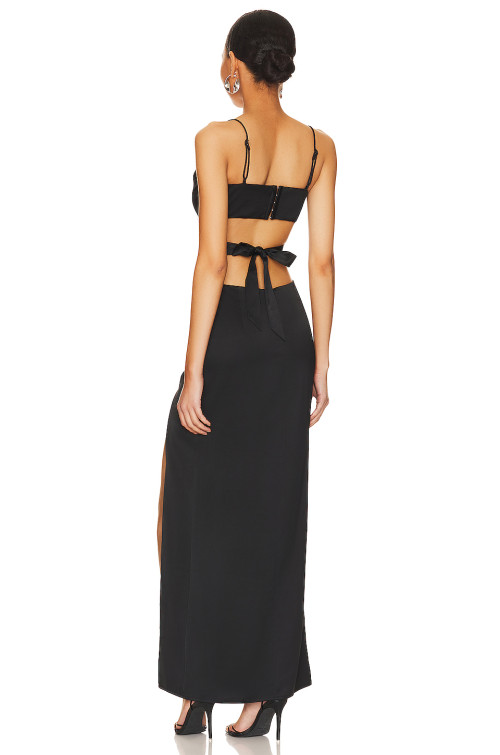 Woman's High quality Backless Camisole Sleeveless V neck Cut out Woman's Long Dress