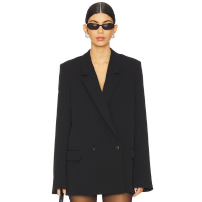 2025 Hot Sale Cool Stylish Oversized Style Black Double Breasted long blazer