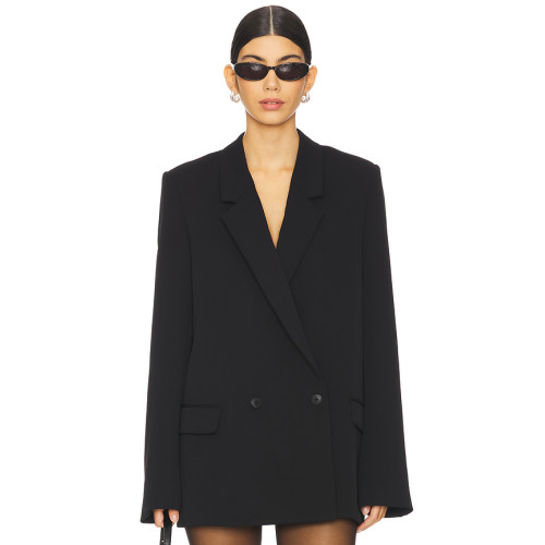 2025 Hot Sale Cool Stylish Oversized Style Black Double Breasted long blazer
