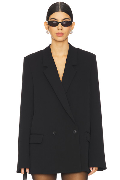 2025 Hot Sale Cool Stylish Oversized Style Black Double Breasted long blazer