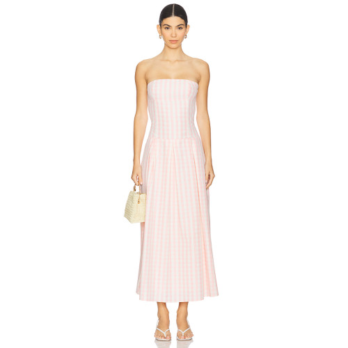 Sweet Customized Off shoulder Backless Pleated High quality Woman's Maxi Dress