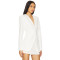 Slim Fitting Figure Enhancing White Single Breasted Fake Pockets V Neck Blazer