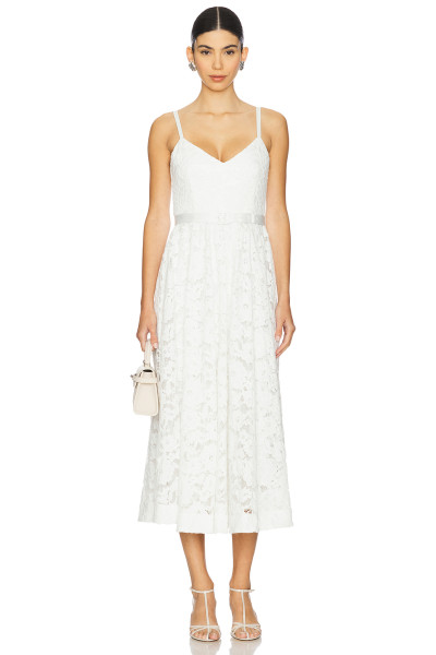 2025 Summer Elegant V neck Lace Removable Belt Slim Fit Midi Camisole Women Dress