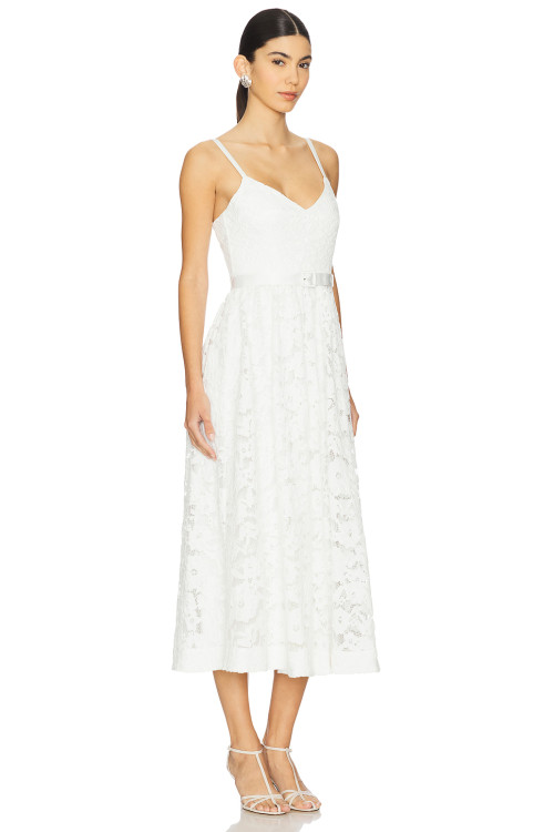 2025 Summer Elegant V neck Lace Removable Belt Slim Fit Midi Camisole Women Dress