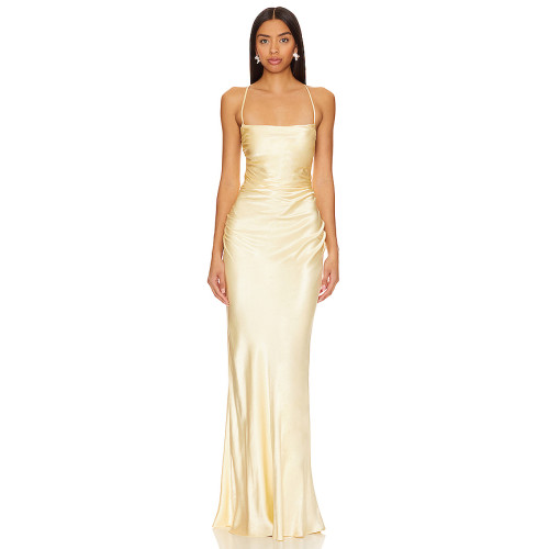 Woman's High quality Sleeveless Backless Camisole Sleeveless Square neck Long Maxi Dress
