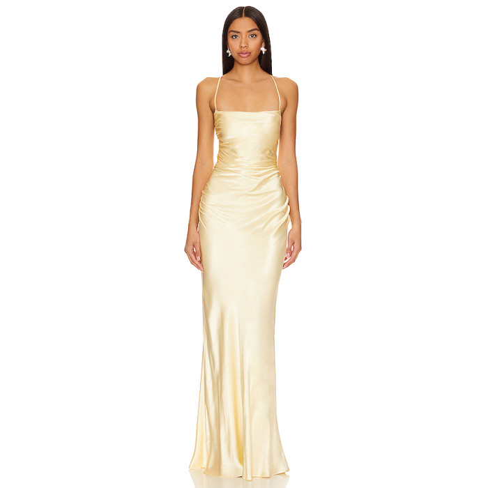 Woman's High quality Sleeveless Backless Camisole Sleeveless Square neck Long Maxi Dress
