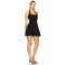 Fashionable Black Halter Neck Square Neckline Backless Striped Cut Out Puffy Mini Dress
