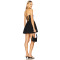 Fashionable Black Halter Neck Square Neckline Backless Striped Cut Out Puffy Mini Dress