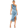 Customized One Shoulder High Ruffle Tight Waist Solid Color High-Low Hemline Evening Dress