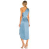 Customized One Shoulder High Ruffle Tight Waist Solid Color High-Low Hemline Evening Dress