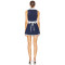 Blue White Denim Doll Collar Lace Trimmed Buttons Tie Back Straps Mini Women Dress