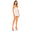 Sweet Ruffled Edges Tie Up Details White Floral Embroidery Sheer Mesh Fabric Lace Accents Mini Dress