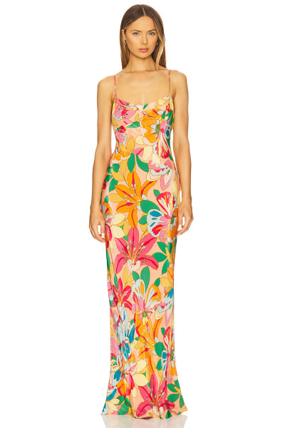Elegant Fashion Camisole Sleeveless Cut Out Open Back Floral Print Casual Dress