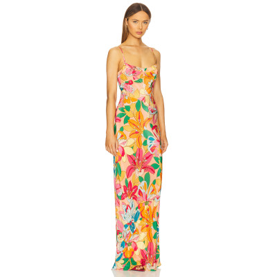 Elegant Fashion Camisole Sleeveless Cut Out Open Back Floral Print Casual Dress