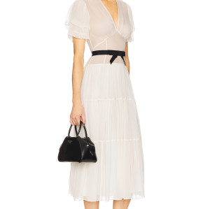 Woman's Freedom High quality Lightweight Belt trims V neck Casual Sunny Ladies Midi Dress