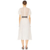 Woman's Freedom High quality Lightweight Belt trims V neck Casual Sunny Ladies Midi Dress