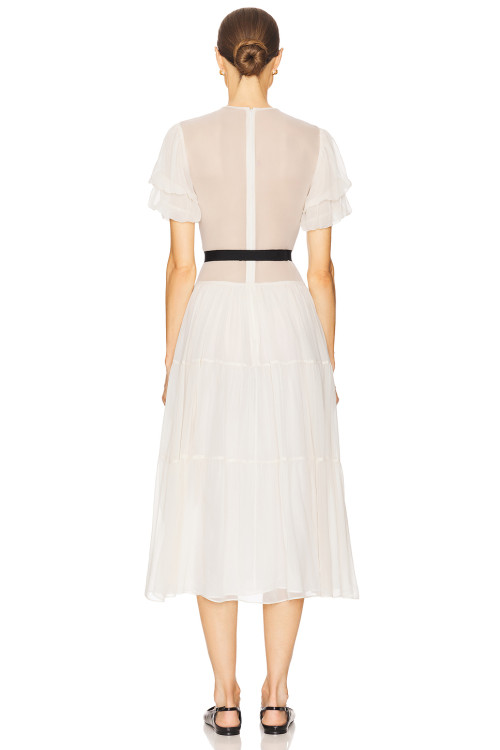 Woman's Freedom High quality Lightweight Belt trims V neck Casual Sunny Ladies Midi Dress