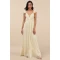 Woman's High Quality Backless Sleeveless V neck Light Yellow Ruffled Lace-Up Maxi Dress