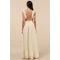 Woman's High Quality Backless Sleeveless V neck Light Yellow Ruffled Lace-Up Maxi Dress