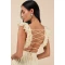 Woman's High Quality Backless Sleeveless V neck Light Yellow Ruffled Lace-Up Maxi Dress