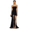 Sexy Strapless Black Boned Bodice Non Stick Silicone Grip Trim Floor Length Gown