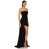 Sexy Strapless Black Boned Bodice Non Stick Silicone Grip Trim Floor Length Gown