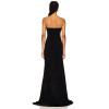 Sexy Strapless Black Boned Bodice Non Stick Silicone Grip Trim Floor Length Gown