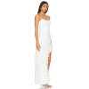Hot Sale Elegant Strapless Mid Weight Chiffon Ruffled High Slit White Maxi Dress for Women