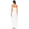 Hot Sale Elegant Strapless Mid Weight Chiffon Ruffled High Slit White Maxi Dress for Women