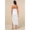 Elegant Bandeau Neckline Sleeveless Tight Waist Side High Slit Floral Embroidered  Dress