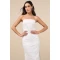 Elegant Bandeau Neckline Sleeveless Tight Waist Side High Slit Floral Embroidered  Dress