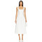 Elegant White Square Neck Sleeveless High Waist Puff Hem Midi Dress for Women