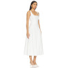 Elegant White Square Neck Sleeveless High Waist Puff Hem Midi Dress for Women