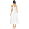 Elegant White Square Neck Sleeveless High Waist Puff Hem Midi Dress for Women