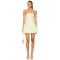 Non Slip Silicone Neckline Crafted Hidden Back Zipper Closure Ruched Cups Mini Skirt