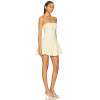 Non Slip Silicone Neckline Crafted Hidden Back Zipper Closure Ruched Cups Mini Skirt