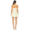 Non Slip Silicone Neckline Crafted Hidden Back Zipper Closure Ruched Cups Mini Skirt