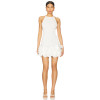 Fashionable Sweet Midweight Plisse Fabric Ruffled Hem Halter Style Backless Knitted Dress