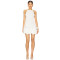 Fashionable Sweet Midweight Plisse Fabric Ruffled Hem Halter Style Backless Knitted Dress