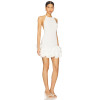 Fashionable Sweet Midweight Plisse Fabric Ruffled Hem Halter Style Backless Knitted Dress
