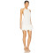 Fashionable Sweet Midweight Plisse Fabric Ruffled Hem Halter Style Backless Knitted Dress