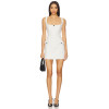 2025 Hot Sale White Tweed Fabric Square Neckline Delicate Bow tie Embellishments Sling Dress
