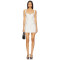 2025 Hot Sale White Tweed Fabric Square Neckline Delicate Bow tie Embellishments Sling Dress
