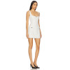 2025 Hot Sale White Tweed Fabric Square Neckline Delicate Bow tie Embellishments Sling Dress