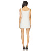 2025 Hot Sale White Tweed Fabric Square Neckline Delicate Bow tie Embellishments Sling Dress