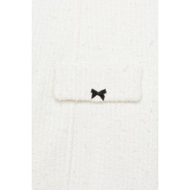 2025 Hot Sale White Tweed Fabric Square Neckline Delicate Bow tie Embellishments Sling Dress